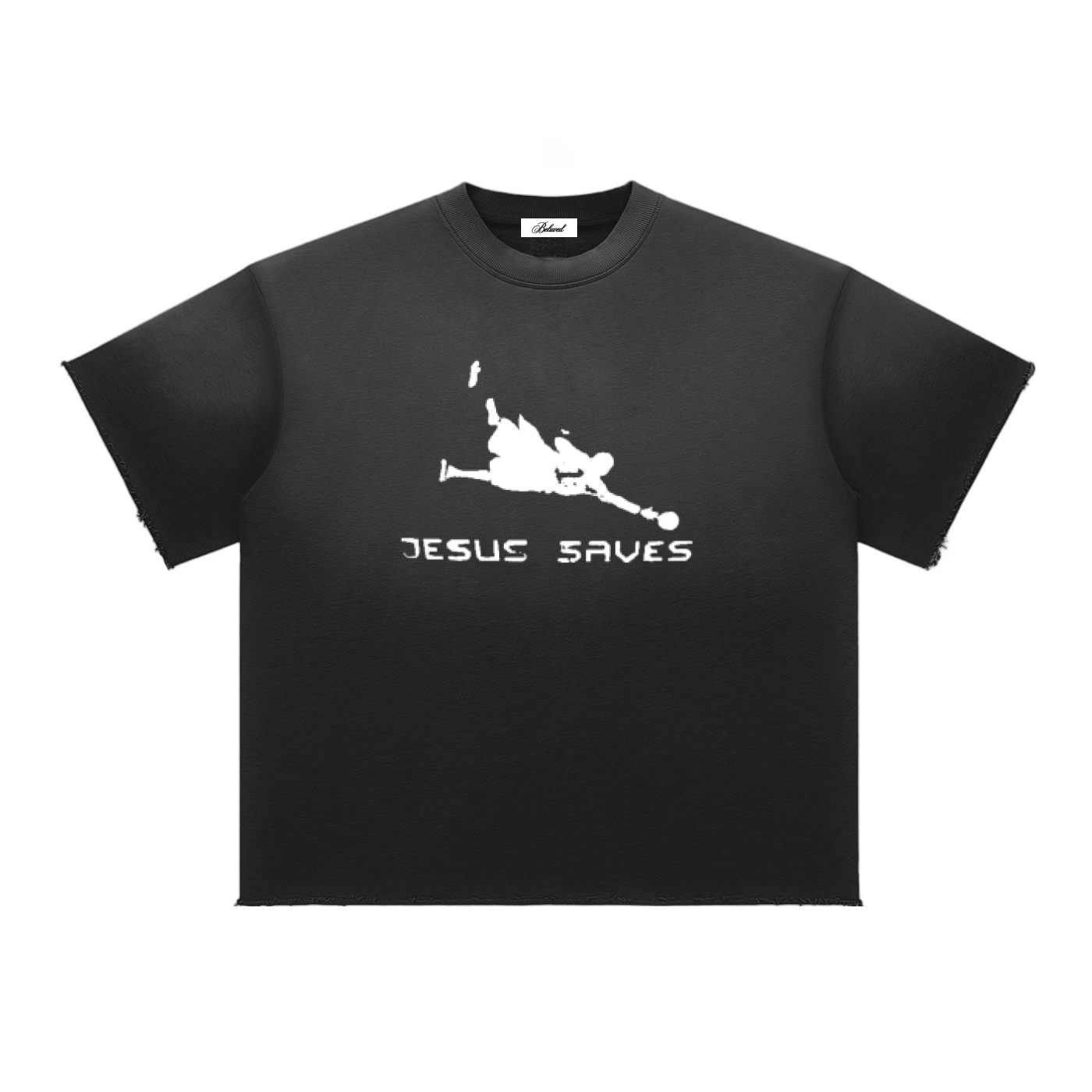 Jesus Saves Sun Fade Raw Edge T-Shirt
