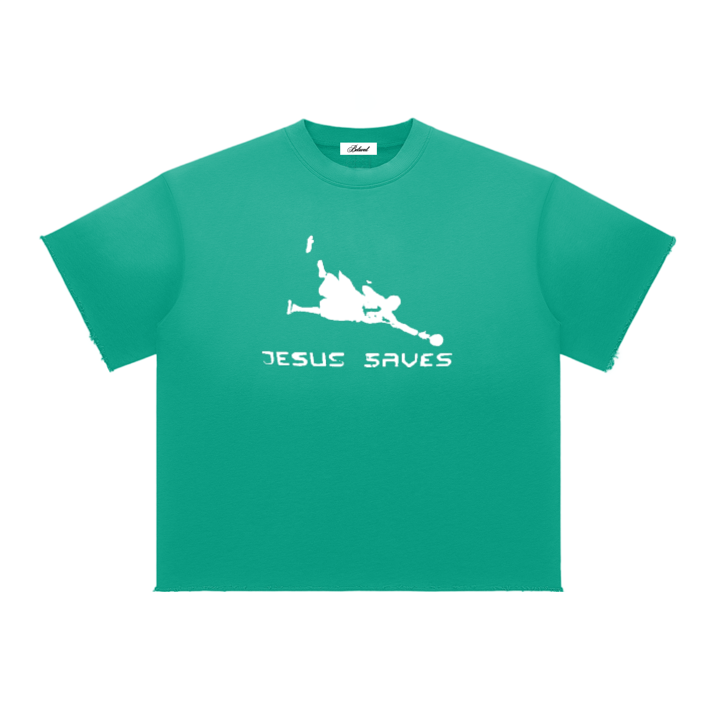 Jesus Saves Sun Fade Raw Edge T-Shirt