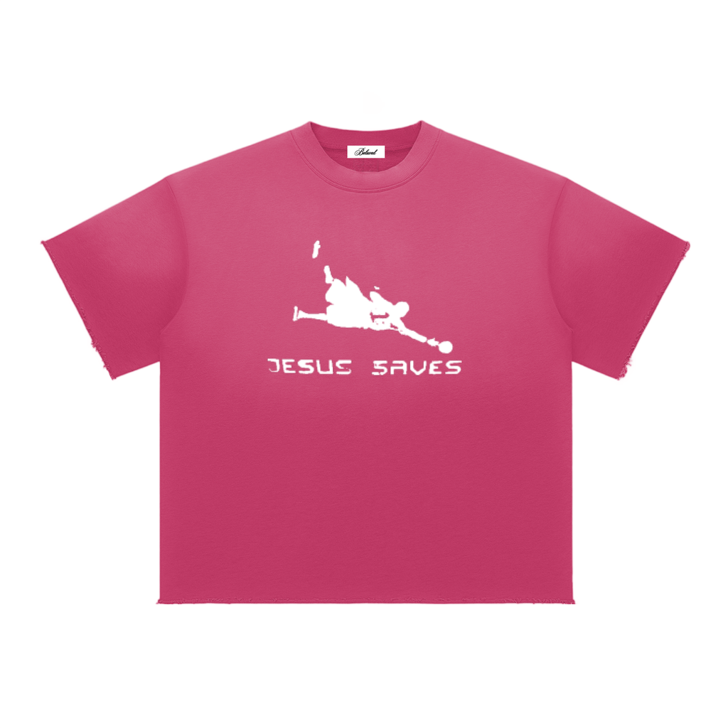 Jesus Saves Sun Fade Raw Edge T-Shirt